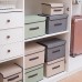 Collapsible Linen Fabric Storage Boxes with Lids and Leather Handle