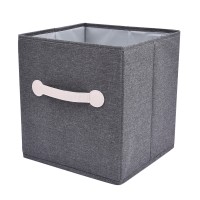 12 Inch Storage Cubes Fabric Organizer Bins Boxes with Leather Handles