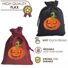 Jute Drawstring Linen Flax Packaging Bag for Halloween Decoration