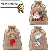 Jute bundle pocket blank custom celebrating Christmas element gift bag 