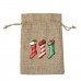 Custom Christmas jute drawstring bag DIY logo