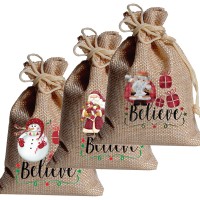 Linen gift bag pocket Christmas gift bag