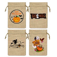 Halloween Style Drawstring Jute Pouch Bag 