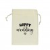 Small drawstring jute bag printed logo wedding party gift bag