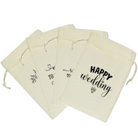 Small drawstring jute bag printed logo wedding party gift bag