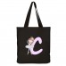  Custom A-Z 26 letter dancing Little girl student back-to-school Black canvas bag