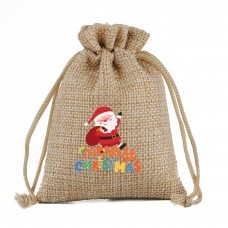 Custom Christmas small gift bag drawstring blank DIY