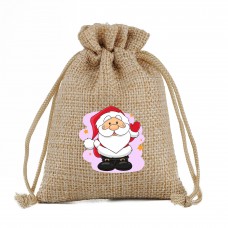 Christmas trinket bag Drawstring Jute bag DIY logo 