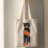 Halloween black cat fun candy storage canvas bag DIY