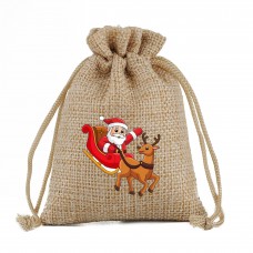 Christmas small jute gift bag printed blank logo