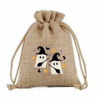 Halloween customized jute drawstring candy bag 