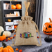 Custom jute drawstring bag  DIY Halloween party candy gift bag 