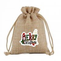 Drawstring Bag Holiday Gift Pouch with Christmas