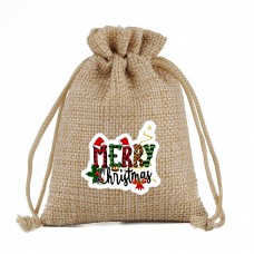 Drawstring Bag Holiday Gift Pouch with Christmas