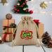 Customized DIY Christmas Logo Jute Drawstring Bag