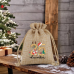 Custom Christmas linen drawstring gift bag DIY