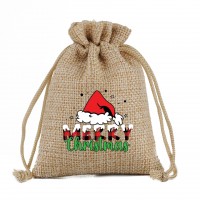 Christmas Favor Gift Bags Small Jute Drawstring Bags