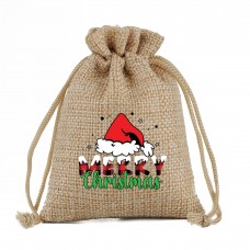 Christmas Favor Gift Bags Small Jute Drawstring Bags