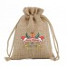 DIY Christmas Custom logo Printed Jute drawstring Gift bag