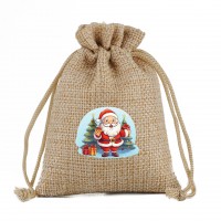 Christmas gift bag small drawstring jute bag custom logo