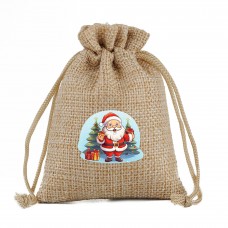 Christmas gift bag small drawstring jute bag custom logo